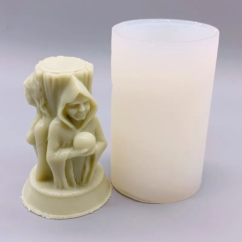 Three Goddess Aromatherapy Candle Silicone Mold DIY columnar teenage girl pregnant & old woman human body shape resin mold M355