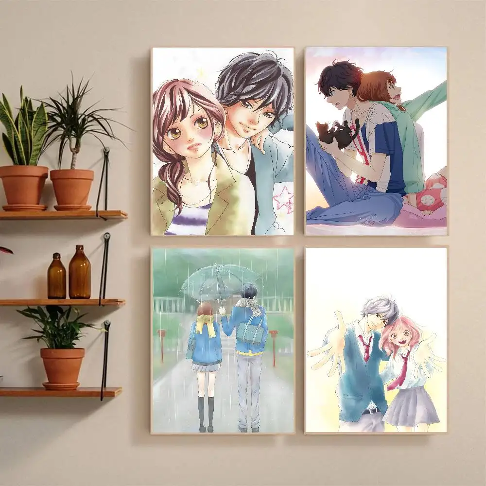 Anime Blue Spring Ride Poster Self-adhesive Art Waterproof Paper Sticker Coffee House Bar Room Wall Decor