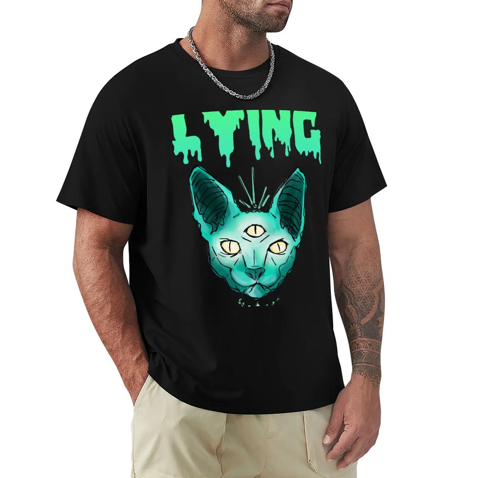 Lying cat T-Shirt cotton t shirt man T-Shirt