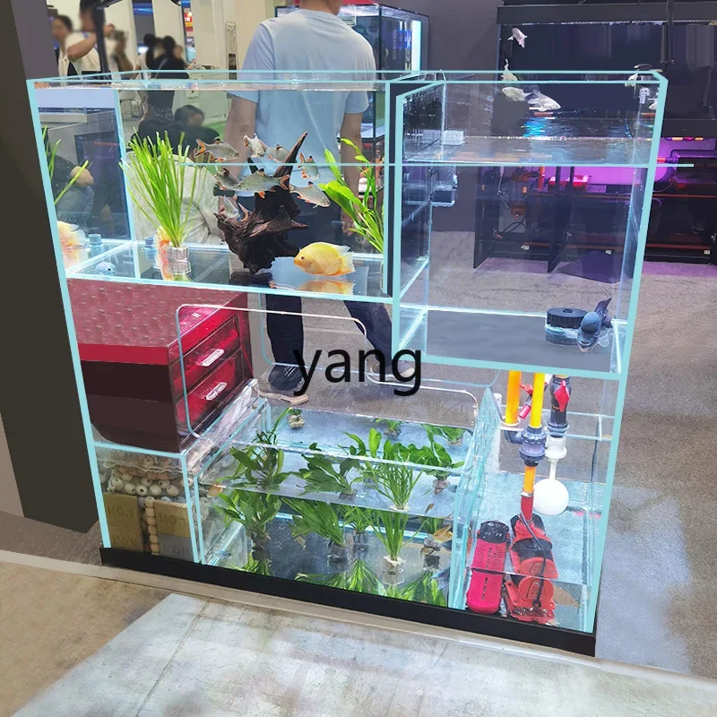 LTT， living room medium and large screen ultra-white glass goldfish tank double layer ductless bottom filter