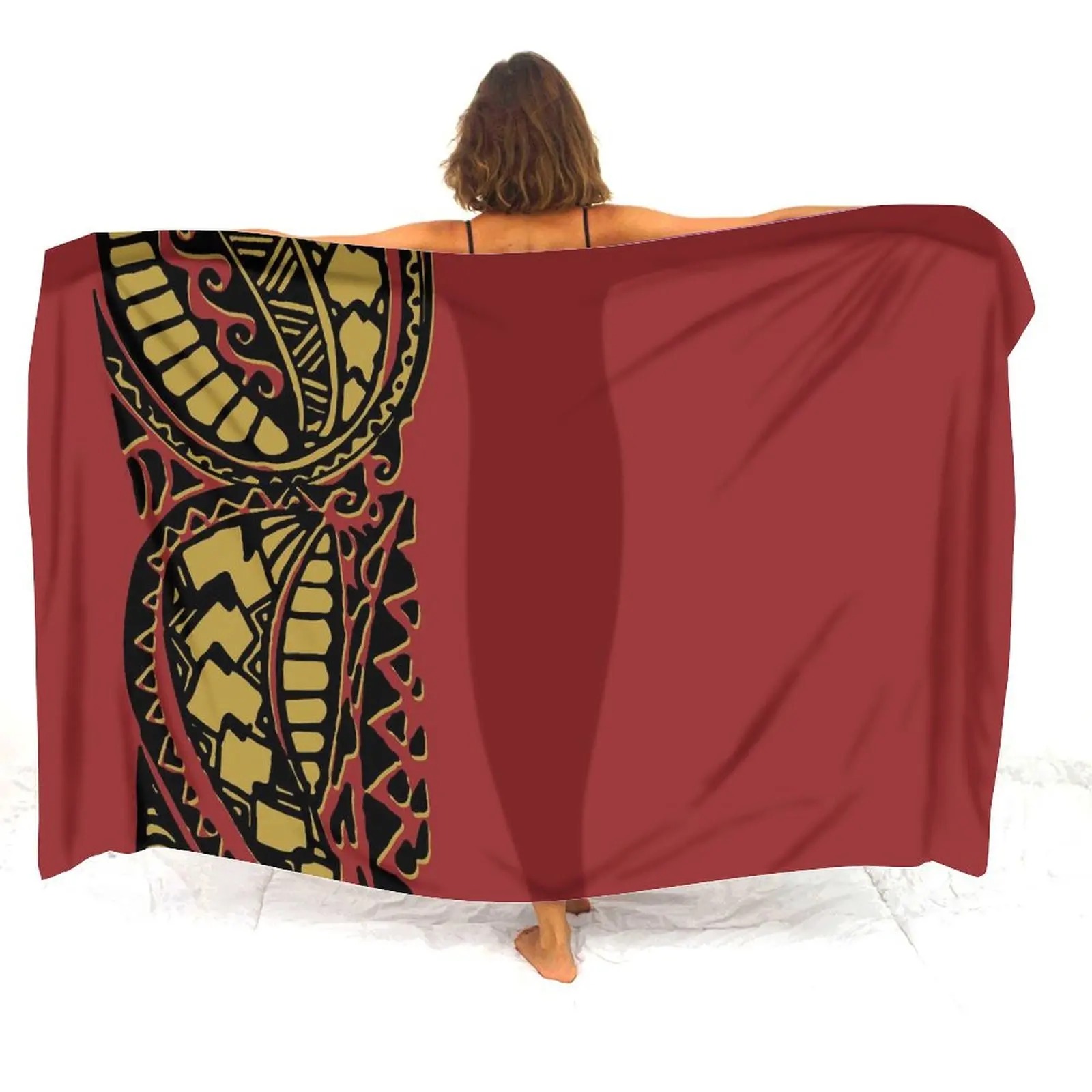 High Quality Sarong Beach Beach Sunshade Drape Pacific Island Art Pattern Custom Polynesian Tribal Ethnic Style Sarong