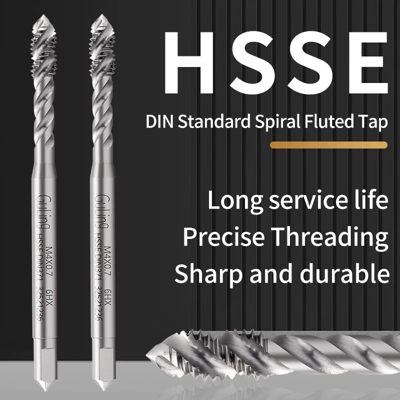 

GULING HSSE-M35 DIN 371 376 Standard Spiral Fluted Tap M2.5 M3 M4 M5 M6 M8 M10 M12 Machine Screw Thread Taps For Blind Hole
