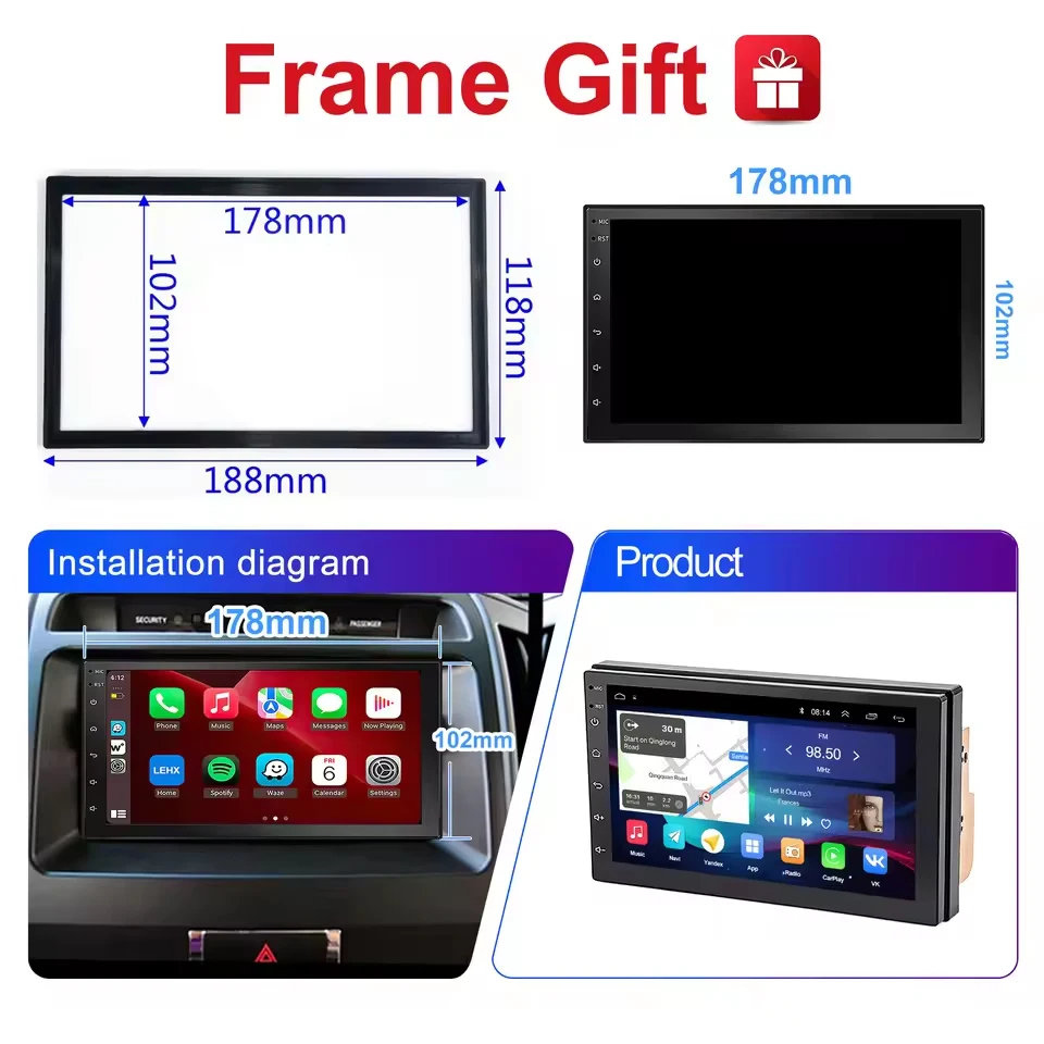 LEHX العالمي 7 بوصة 2 din أندرويد 15 راديو السيارة 2.5D QLED شاشة سيارة مشغل وسائط متعددة Carplay أندرويد السيارات ستيريو Autoradio #4