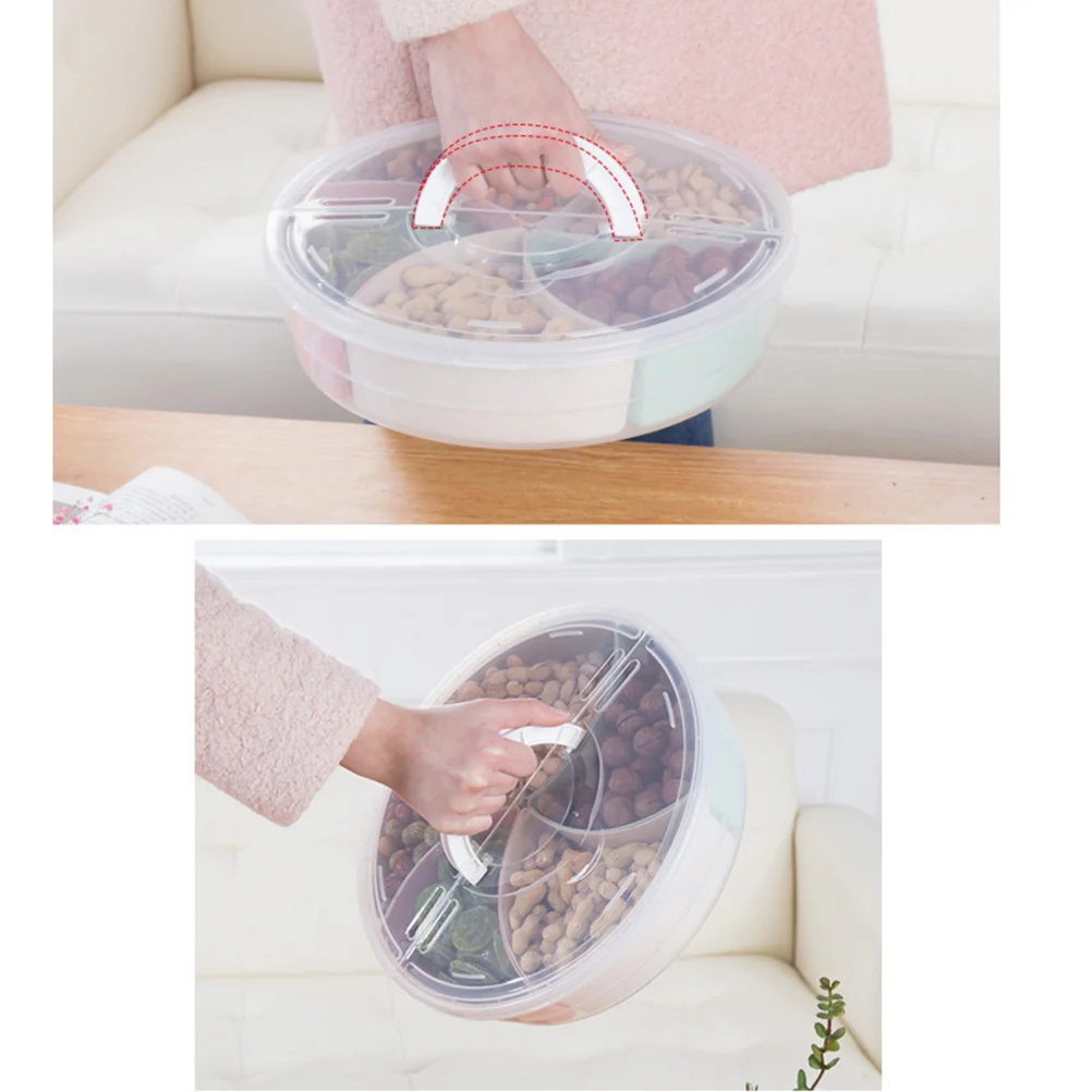 

5-Compartments Dried Fruit Storage Box Plastic Candy Tray Moisture-Proof Snack Container Transparent Lid Dried Fruit Box