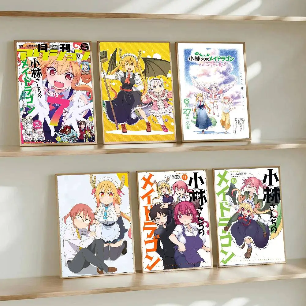 Miss Kobayashi's Dragon Maid Anime Posters Living Room Bar Cafe Quality Canvas Vintage Style Comics Painting Art Home Wall Decor