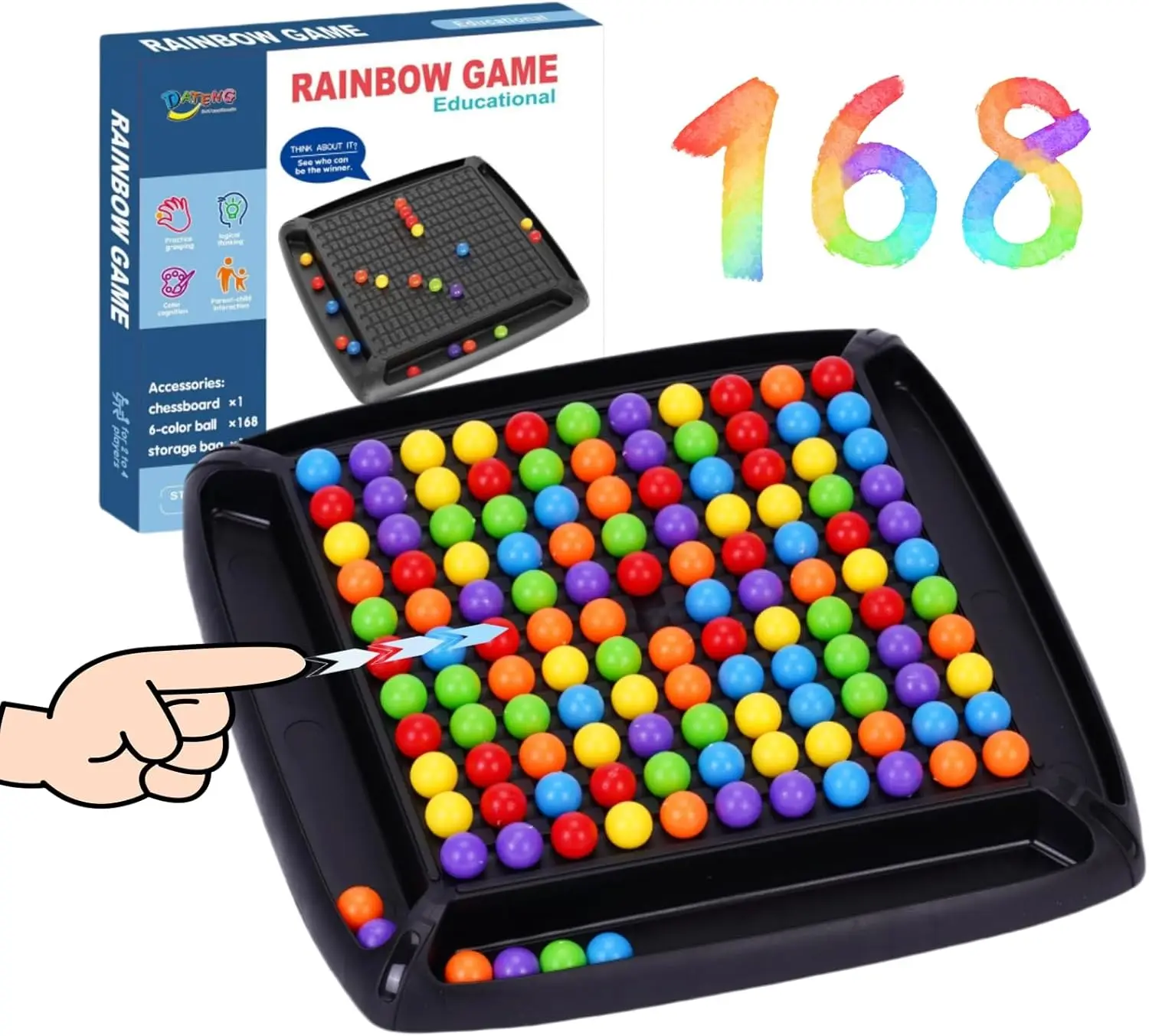 

168PCS Intellectual Chessboard, Family Marble Strategy Game for 2-4 Players