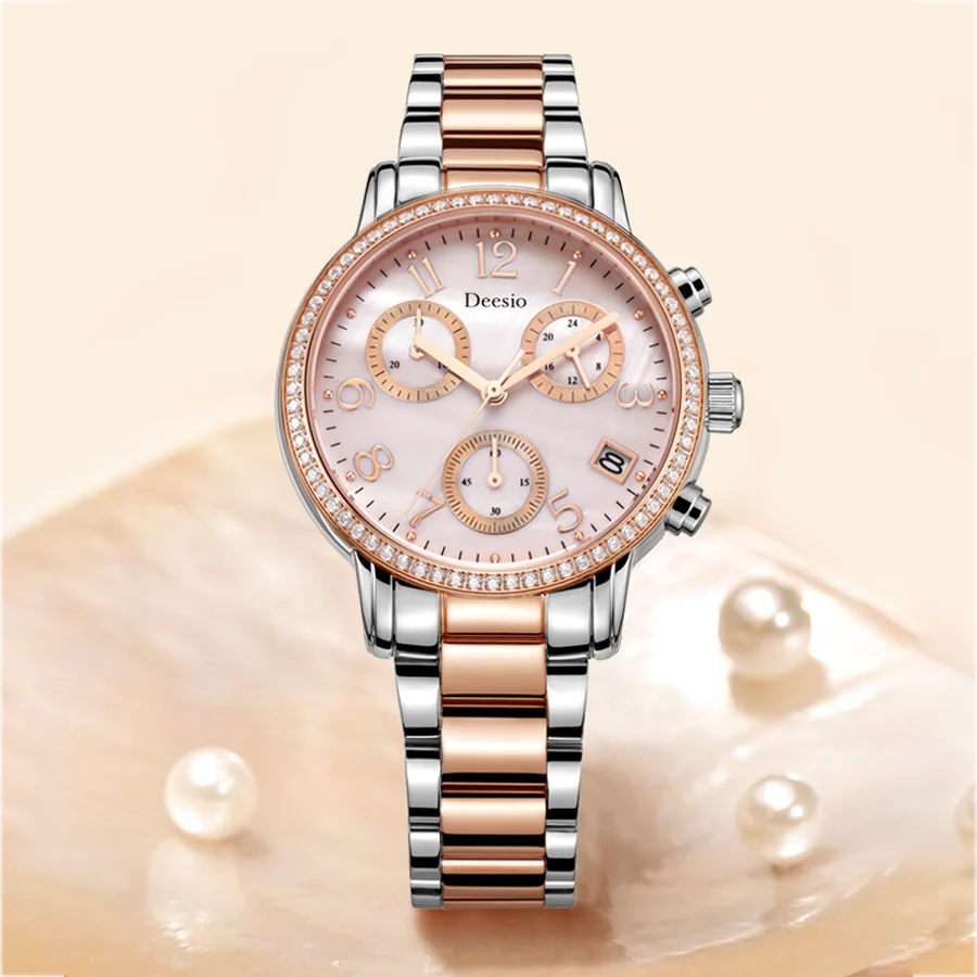 

Deesio Design Luxury Quartz Watch Stainless steel watch Case Crystal Diamond Embed Waterproof Japan Movement women's watch