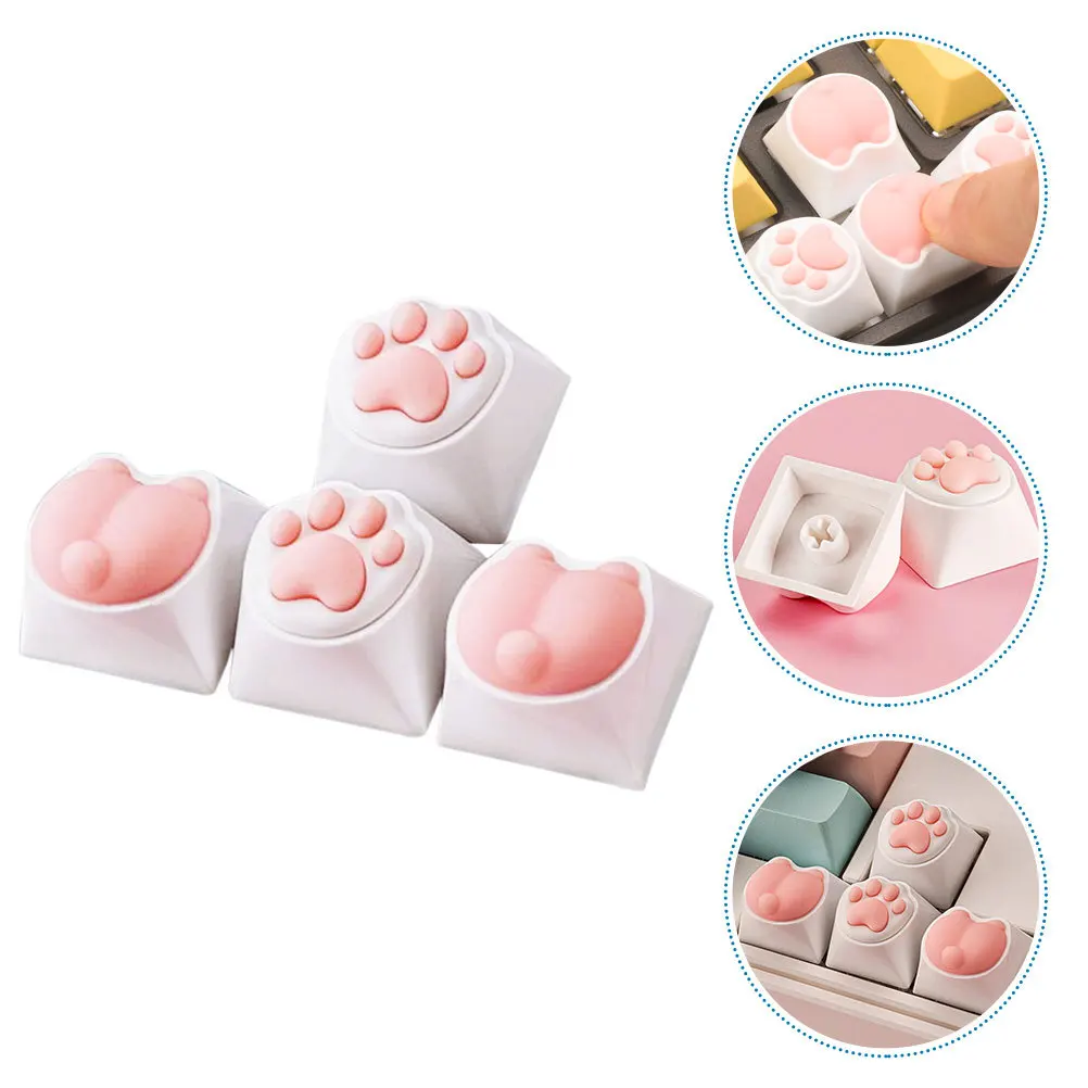 

4 шт. колпачки для клавиш с кошачьими лапами, стильное украшение для игровой клавиатуры, удобная забавная персонализация для энтузиастов