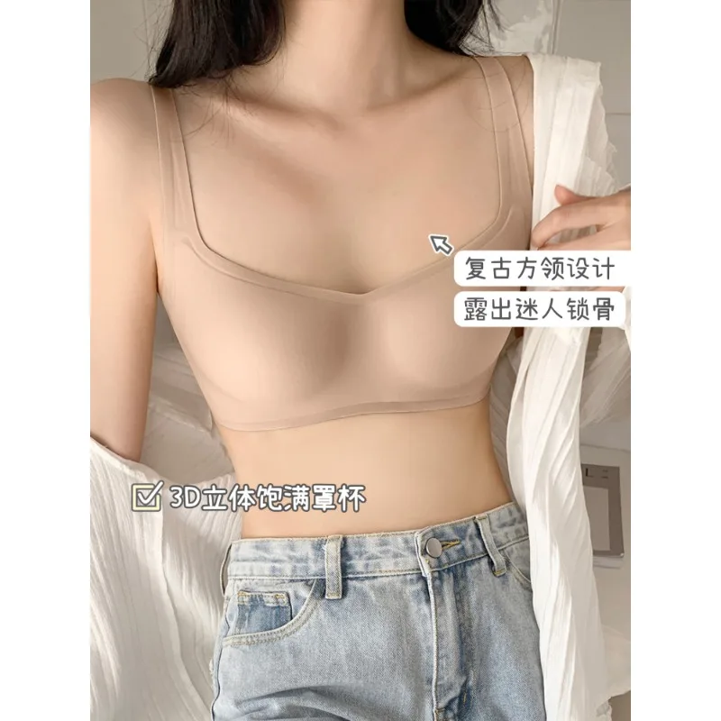 

Ультракомфортный бесшовный бюстгальтер, YUQI Retro с квадратным вырезом и пуш-ап для небольшой груди, легкий невидимый бюстгальтер без косточек, летнее нижнее белье телесного цвета