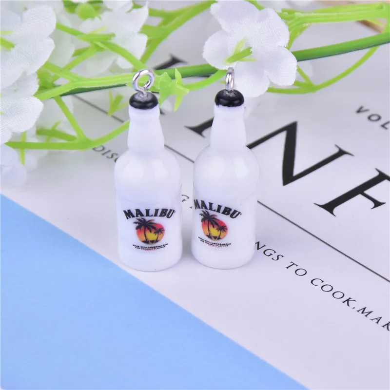 

10pcs/pack Coconut Tree Bottle Alcohol Charms Earring Keychain Jewlery Findings Phone Case DIY