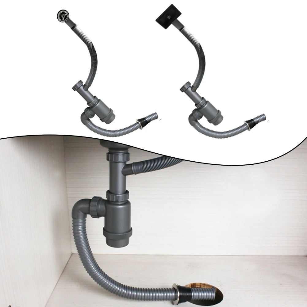 

Kitchen Single Sink Pipe Fittings Set Leak-Proof Sink Drain Pipe Anti-Smell With Overflow Kitchen Sink Hose Accessories