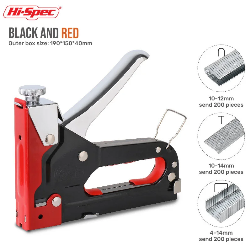 Hi-spec grampeador pistola de pregos material de fixação pistola de pregos diy móveis estofamento construção grampeador 3 em 1 arma manual de unhas