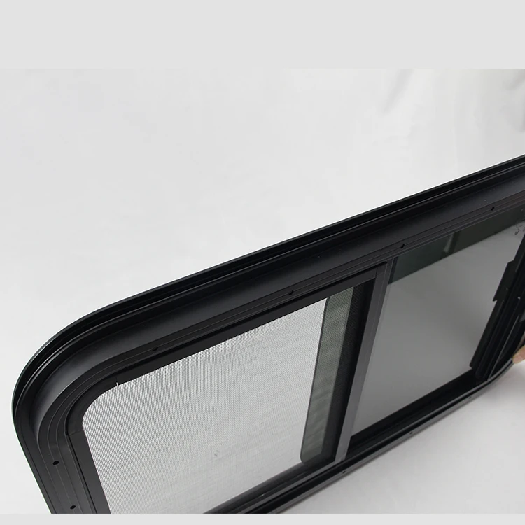 forOne side open with flynet and drain holes Tempered glass vertical motorhome Side Window  RV Sliding Window