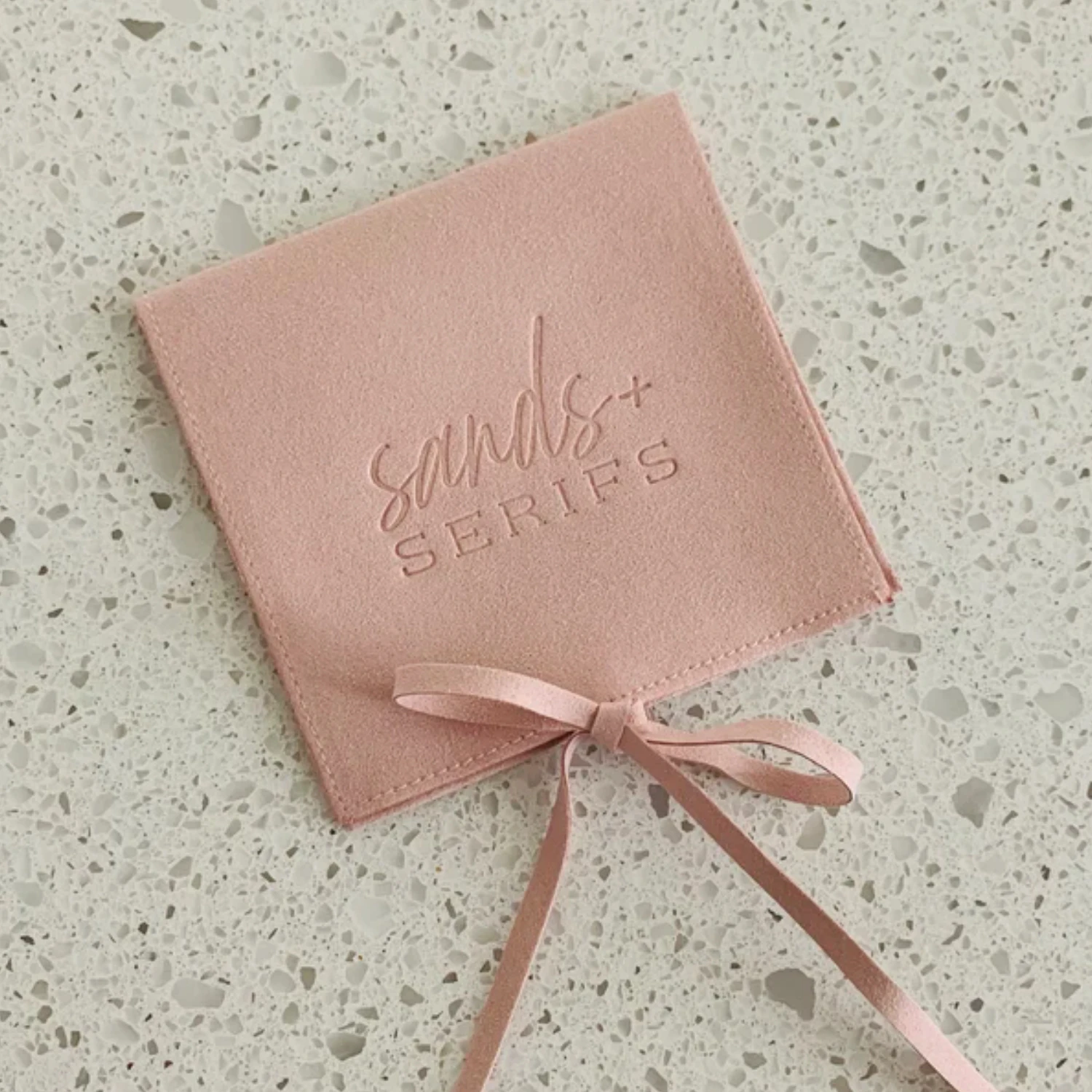 

10x10cm Custom Logo Printed Earrings Necklace Microfiber Jewelry Pouch with Ribbon Envelope Gift Packaging Bags