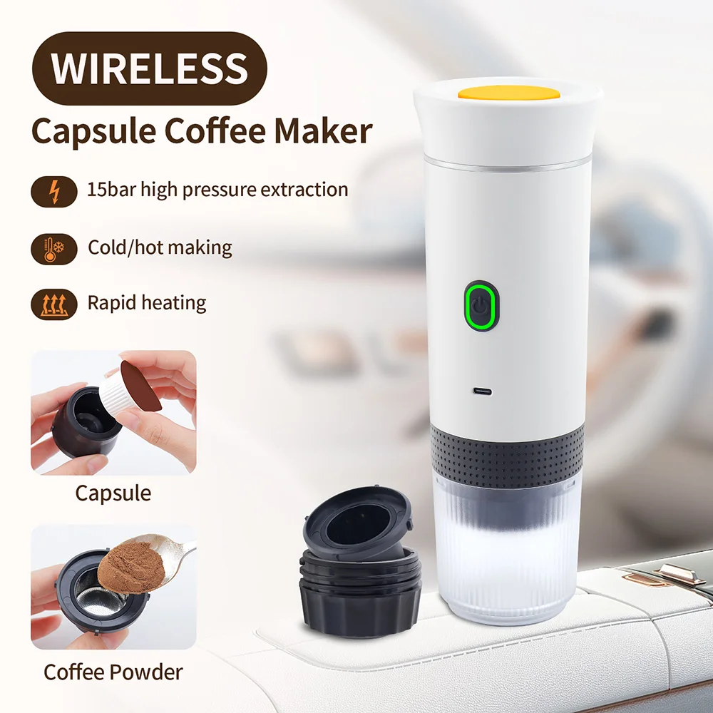 3-in-1 Portable Coffee Machine Wireless Capsule Coffee Machine Espresso Coffee Maker Travel Home Use Automatic Coffee Maker