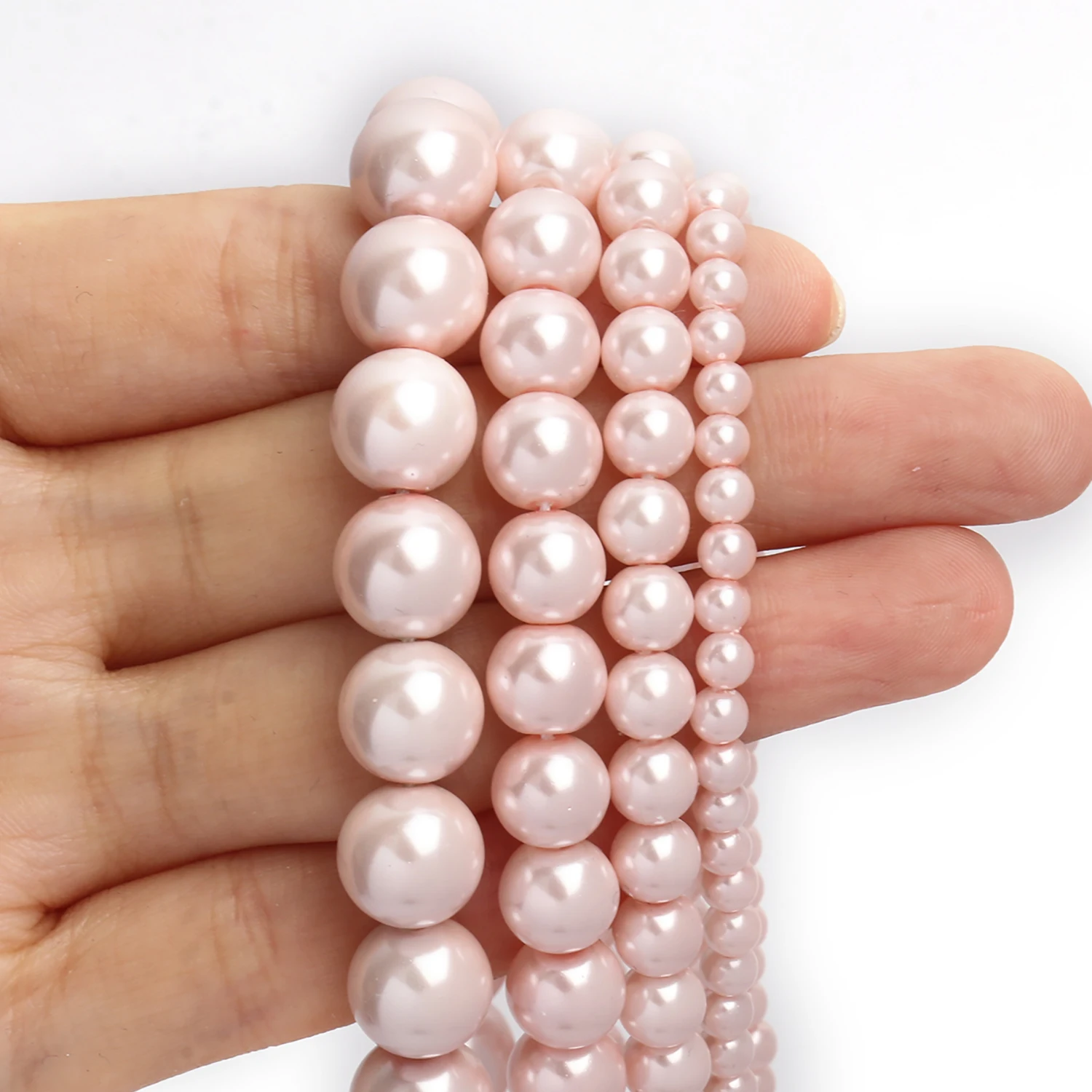 Wholesale Glass Imitation Pearl Beads Light Pink Spacer Bead For Jewelry Making Diy Bracelet Accessorie 4 6 8 10mm