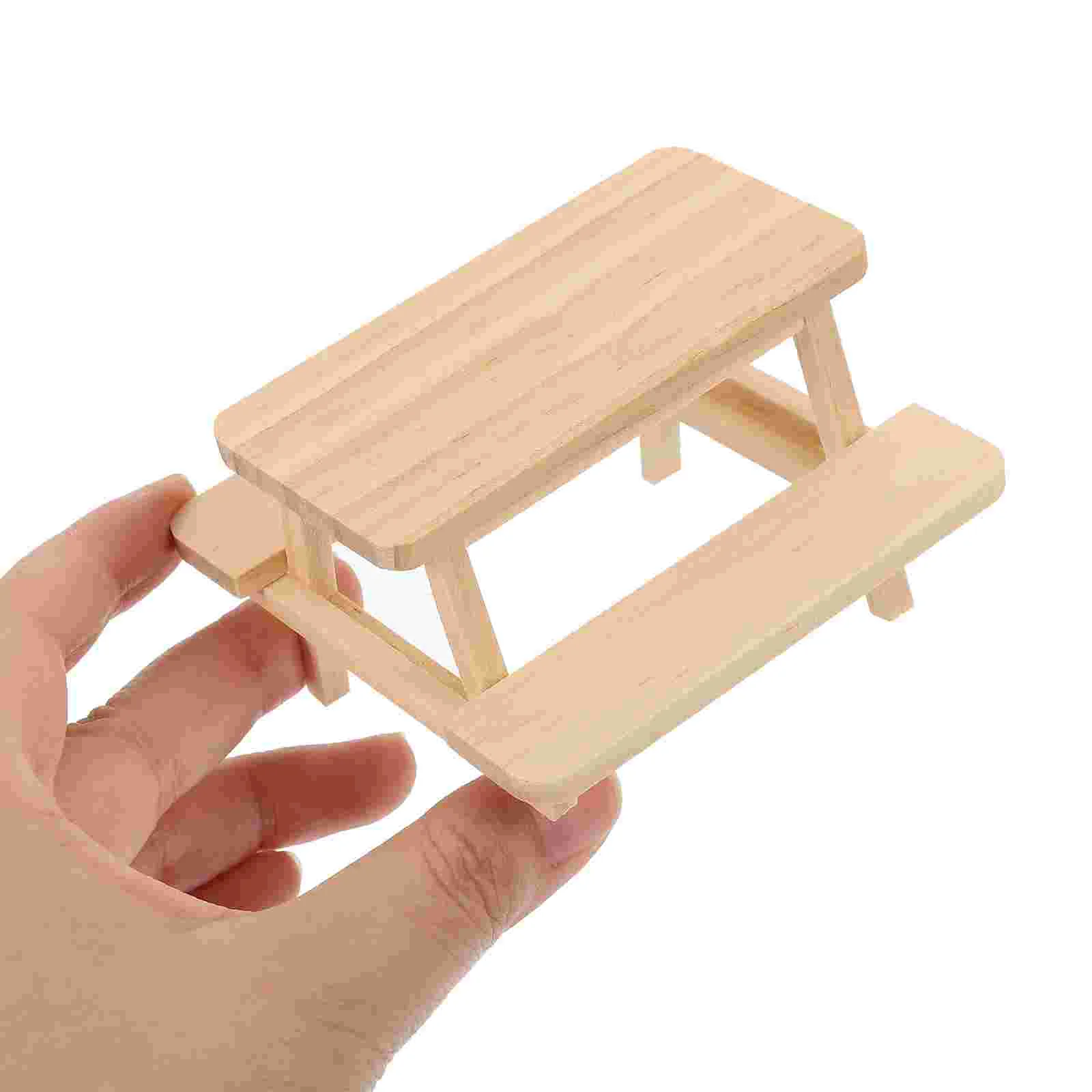 Dollhouse Table Dollhouses Mini Picnic Prop Furniture Miniature Outdoor Model Solid Wood Wooden Models Doll House Furniture Prop