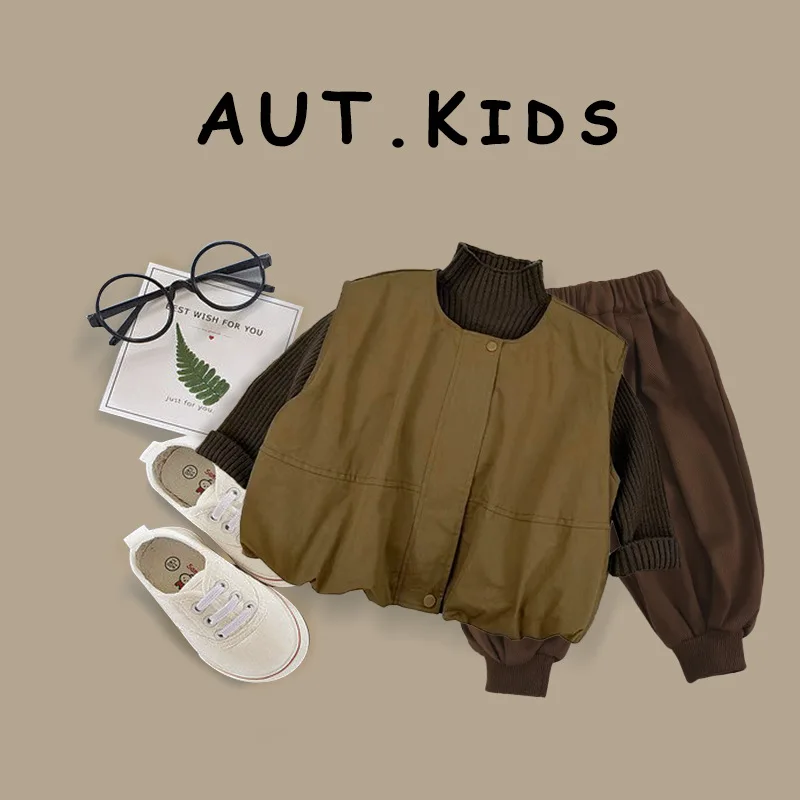 

Boys' Clothing 2025 Autumn New Sweater Vest Set Children's Casual Pants Fashionable Three-piece Set
