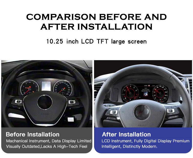 Car Dashboard Meter for Volkswagen Multivan T5 2012-2019 Digital Instrument Cluster Speed Virtual Cockpit Panel