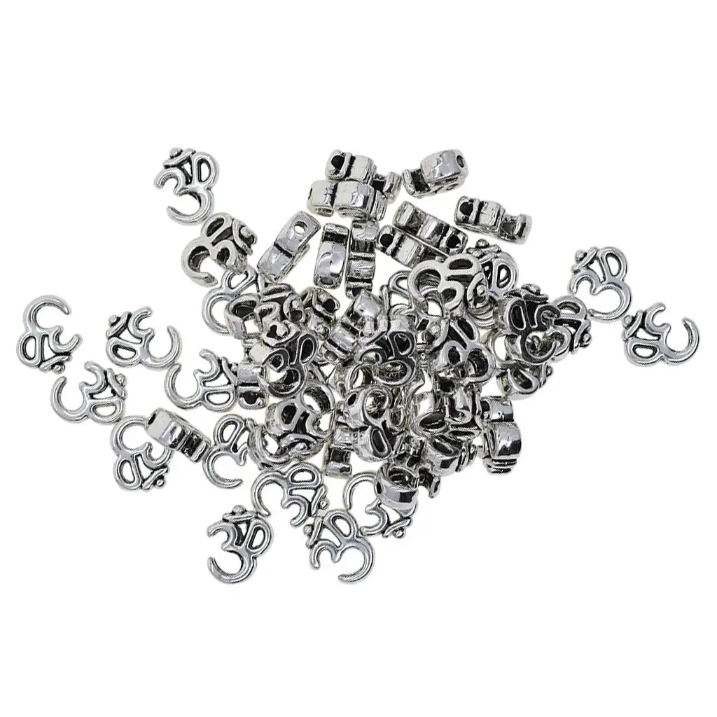 Yoga Reflection Om Spacer Charms Large Hole Beads Tibetan Silver Style for DIY Bracelet Necklace