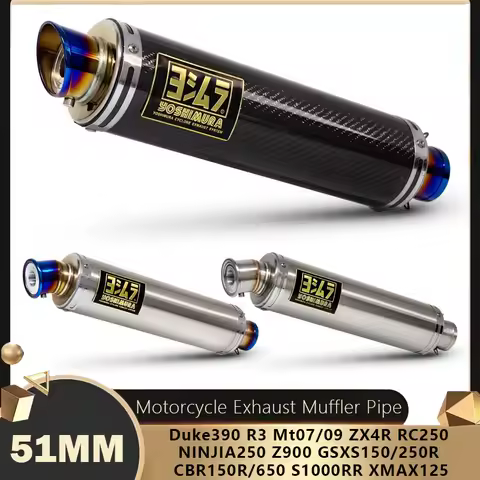 51mm Motorcycle Exhaust Muffler Pipe for Duke390 R3 Mt07/09 ZX4R RC250 NINJIA250 Z900 GSXS150/250R CBR150R/650 S1000RR XMAX125
