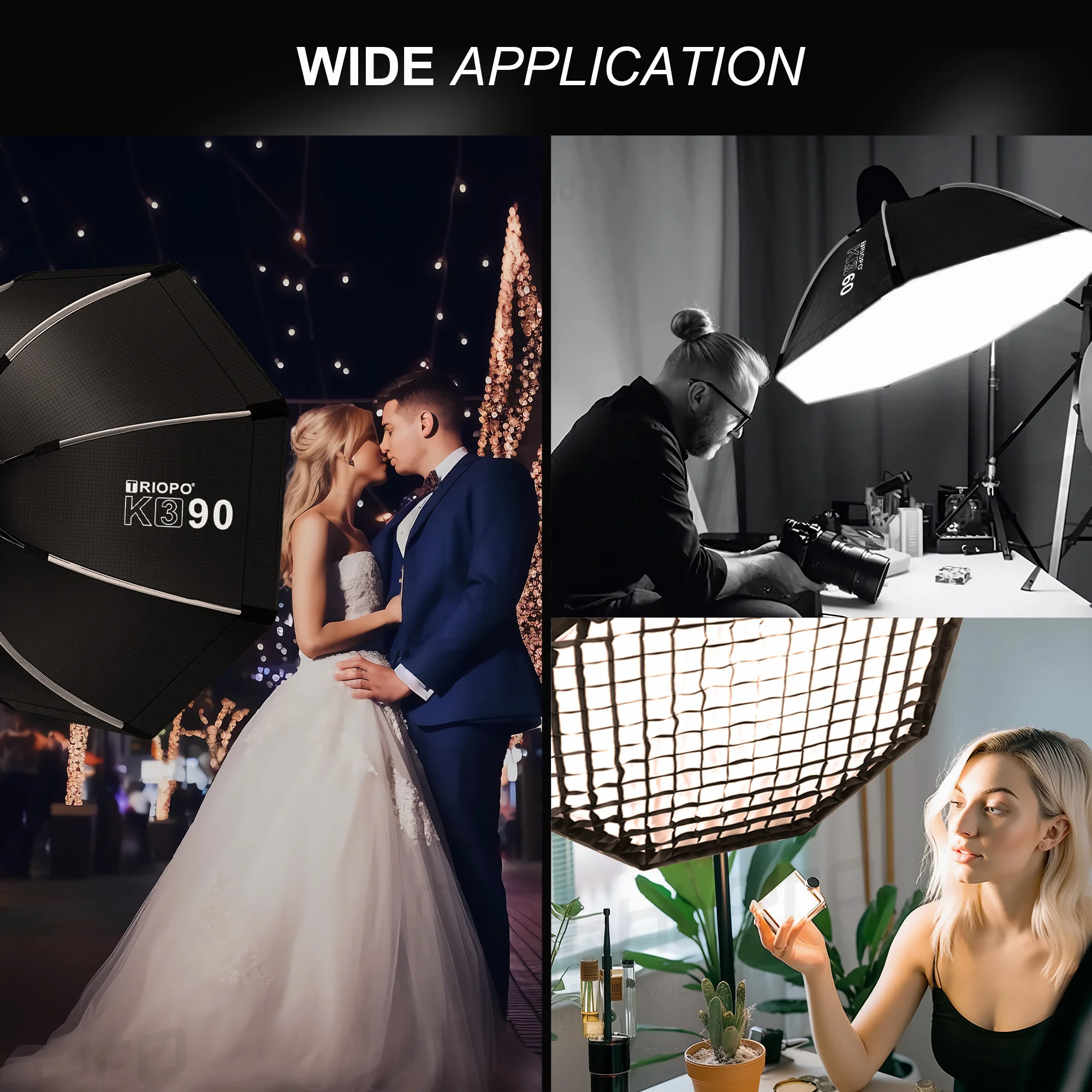 Triopo Octagon Softbox One-Step Quick Installing Light Modifier Umbrella w/ Honeycomb Grid Portable Bowens Mount Reflector