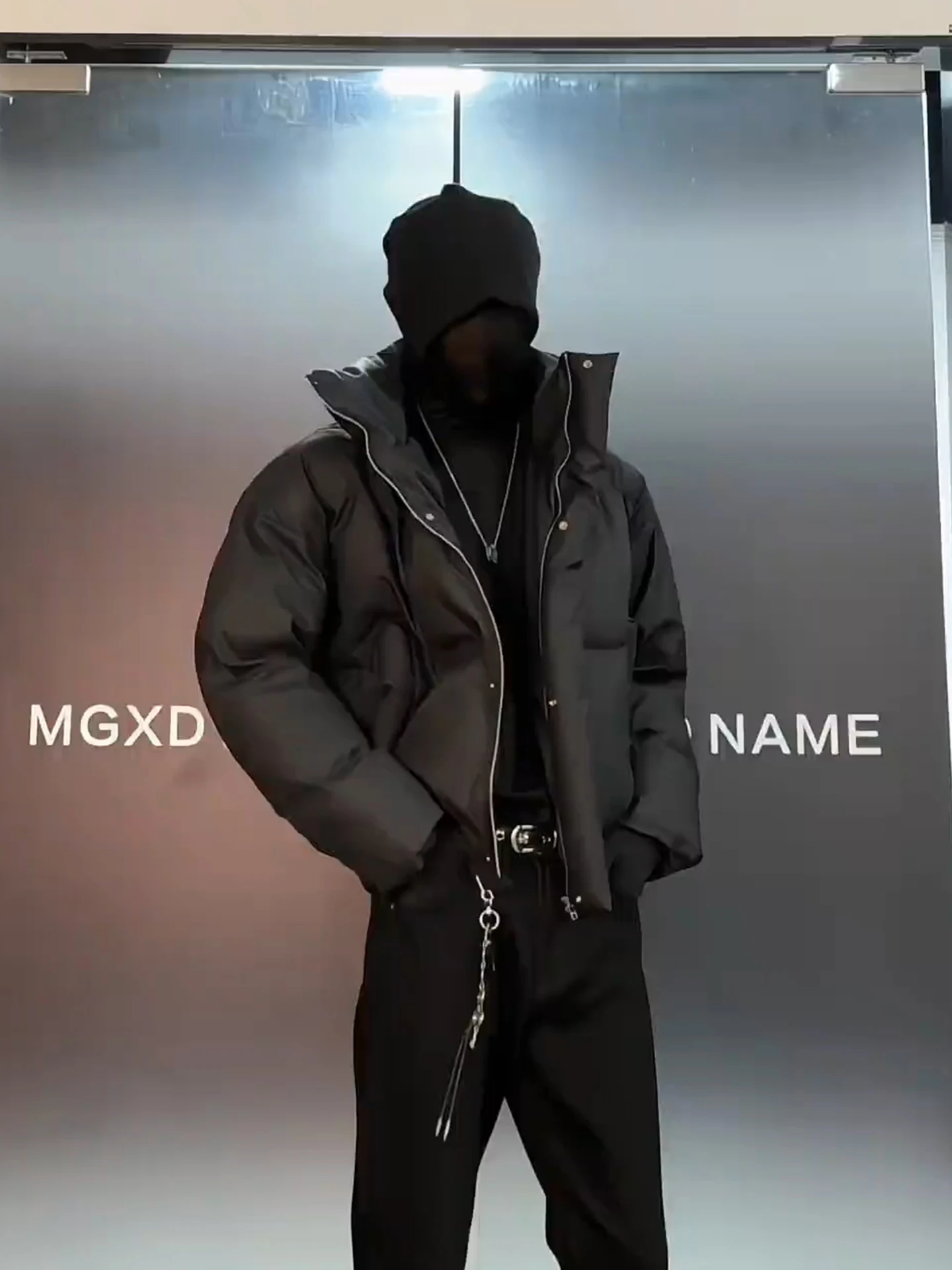 

Black PU Leather Hooded down Jacket Men's Winter Removable Fur Collar American High Street Bread Coat Youth Popular Daily Wear