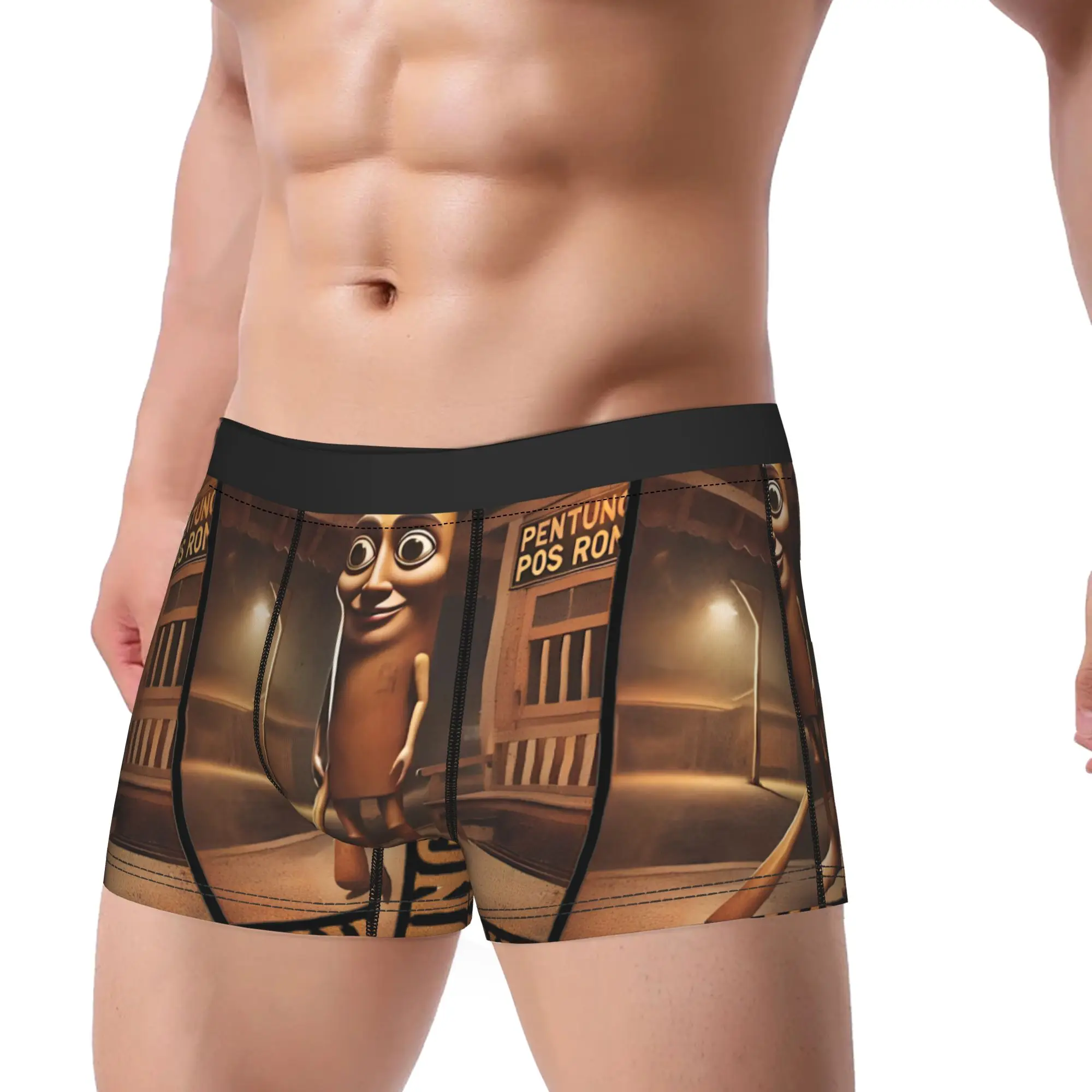 Men Boxer Briefs Shorts Panties Tung Tung Tung Sahur Underwear Funny Italian Brainrot Meme Male Novelty Plus Size Underpants