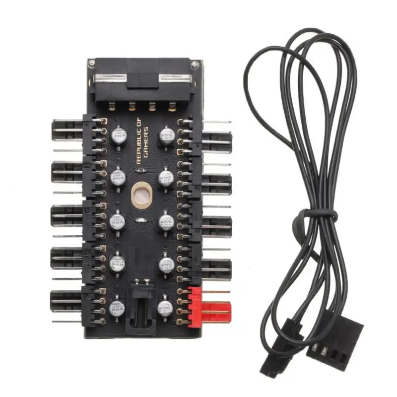 1 to 10 4Pin Cooling Fans Hub Splitter Cable 12V PWM LED Sata Power Suppply Adapter Speed Controller For PC Computer Mining