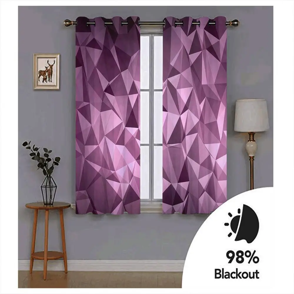 3d purple curtains stereoscopic geometric curtains Popular curtains high-end personality living room bedroom blackout curtains