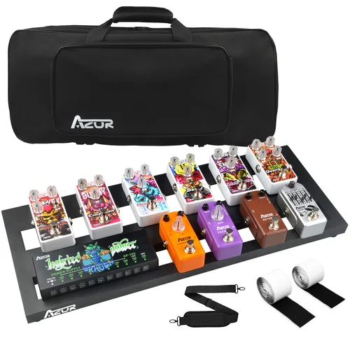 Imagen 1 del producto Tablero de efectos AZOR, aleación de aluminio con bolsa, soporte para efectos de pedal de guitarra, 50CM, buena calidad