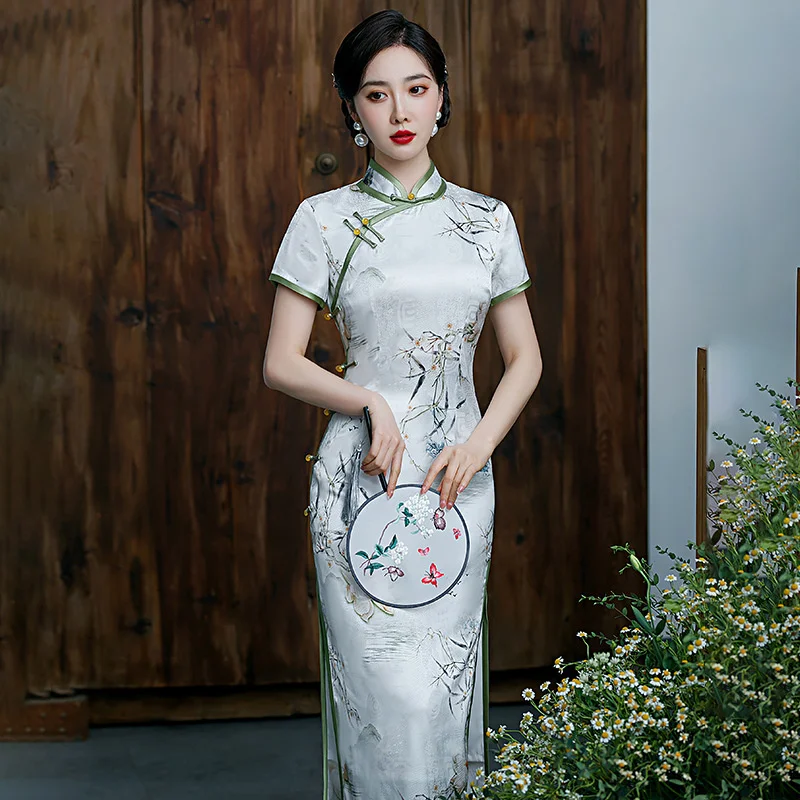 

Sheng Coco Oriental Silk Dresses China Summer Modified Cheongsam Chinese Style Old Shanghai Daily Slimming Modern Qipao