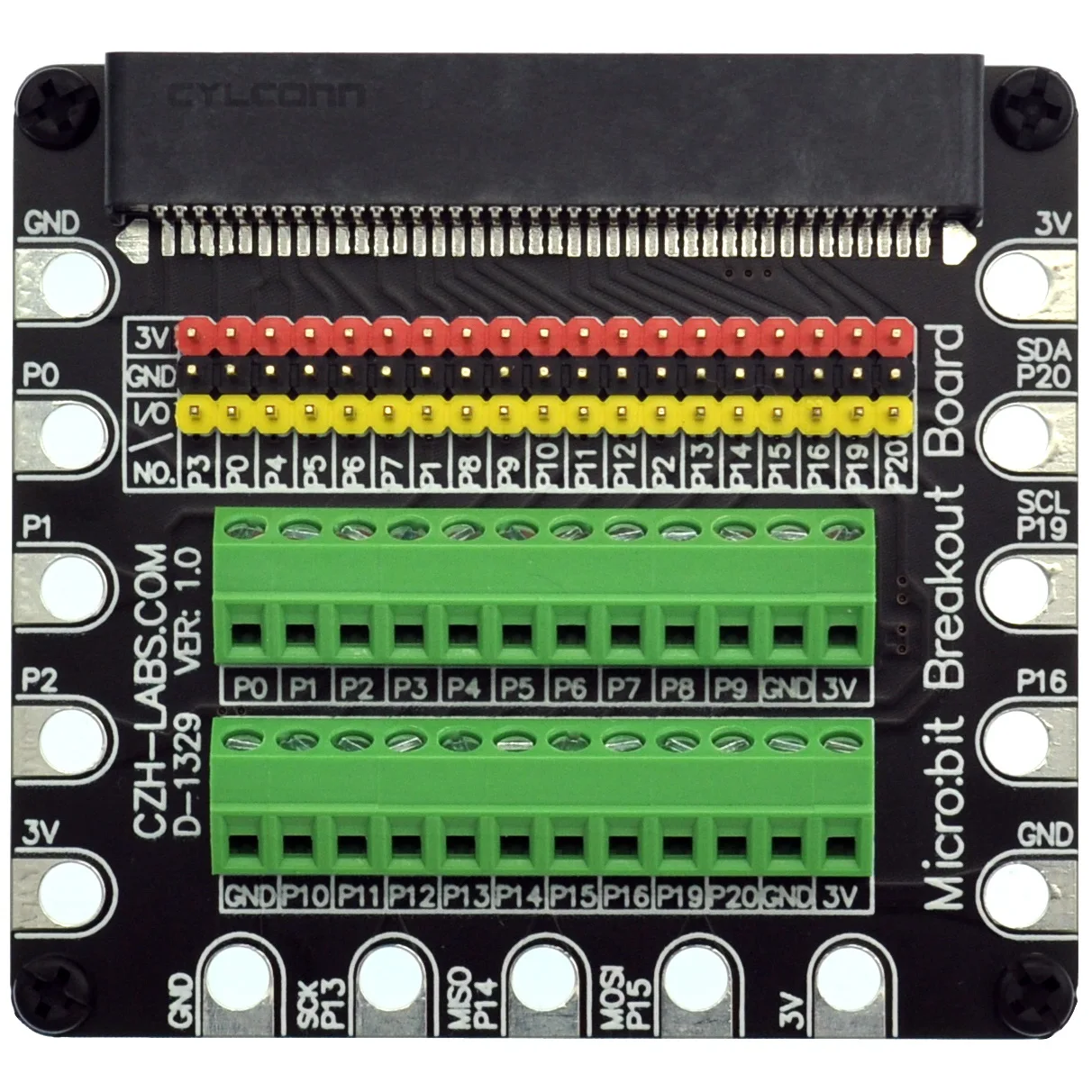 

Edge Connector IO Breakout Board for BBC micro:bit, Microbit Breakout Module.