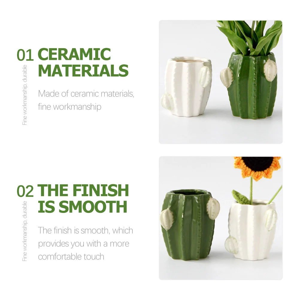 

Ceramic Cactus Vase Minimalist Adornment Home Decor Flowerpot Table Centerpiece Vase Modern Centerpiece Vases for Table