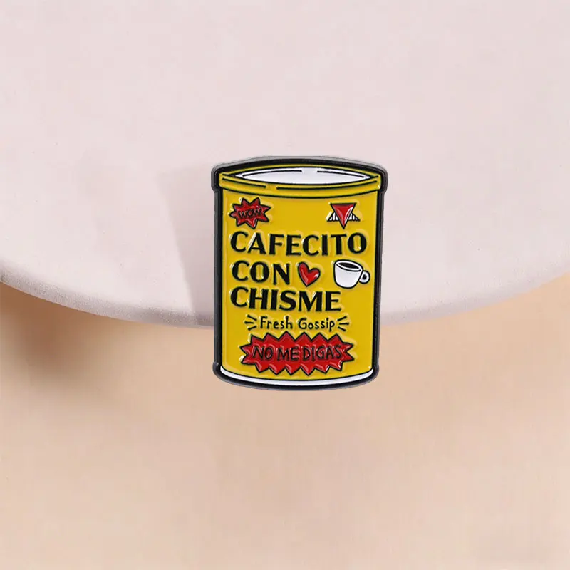 Cafecito Con Chisme Emaille-Anstecknadel Lustiger Spanischer Lateinamerikanischer Humor Kaffee Frische Gerüchte No Me Digas Brosche Reversnadel Modeschmuck Geschenk – Detail 5