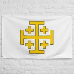 Kingdom Of Jerusalem Flag 100% Polyester With 2 Iron Grommets Catholic Flags 100% Polyester With 2 Grommets