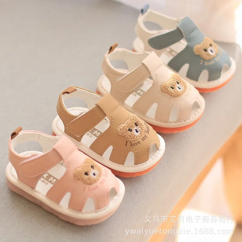 children whistle shoes infant sandal Summer toddler sandals baby boy girl cartoon soft sole toe anti-collision sandals 0-2 years