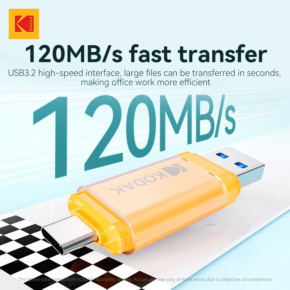 2PCS KODAK USB 3.2 Type C Flash Drive 32GB 64GB Dual USB Memory Stick OTG Pen Drive High Speed 100MB/s for Phone PC Laptop
