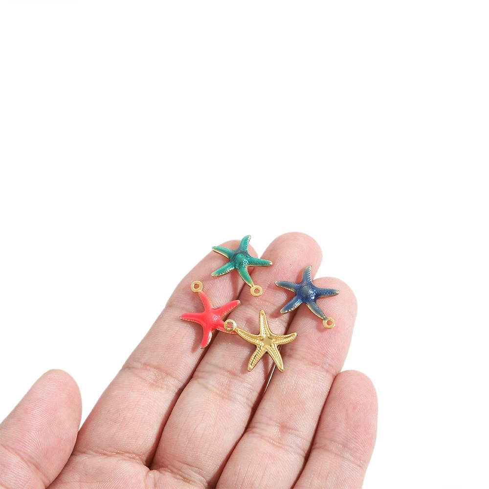 20 pendenti con stelle marine in acciaio inossidabile, pendenti con olio a goccia, sfusi per portachiavi gioielli carini fai da te, creazione di orecchini, collane