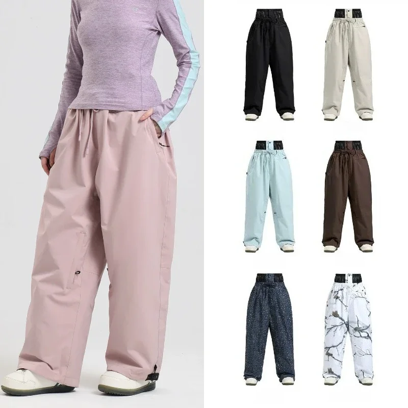 New Winter Camping Hiking Pants Men Wide Leg Windproof Waterproof Warm Women's Outdoor Leisure Sports Breathable Trekking Pants