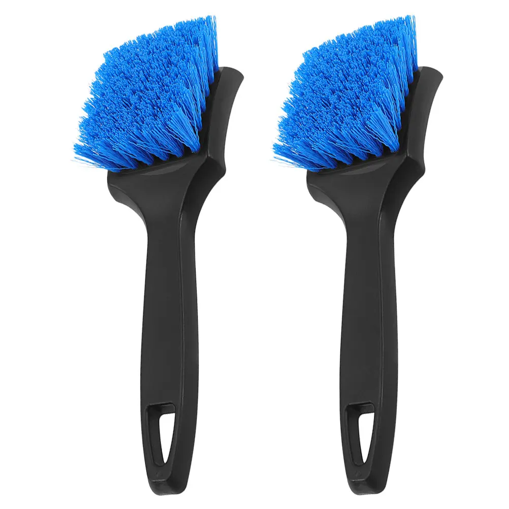 

2pcs Brush Car Wheel Cleaning Tools Short Handle Black Blue Bristles Scrub Wash Rim Car Rim Cleaner Brush Engine