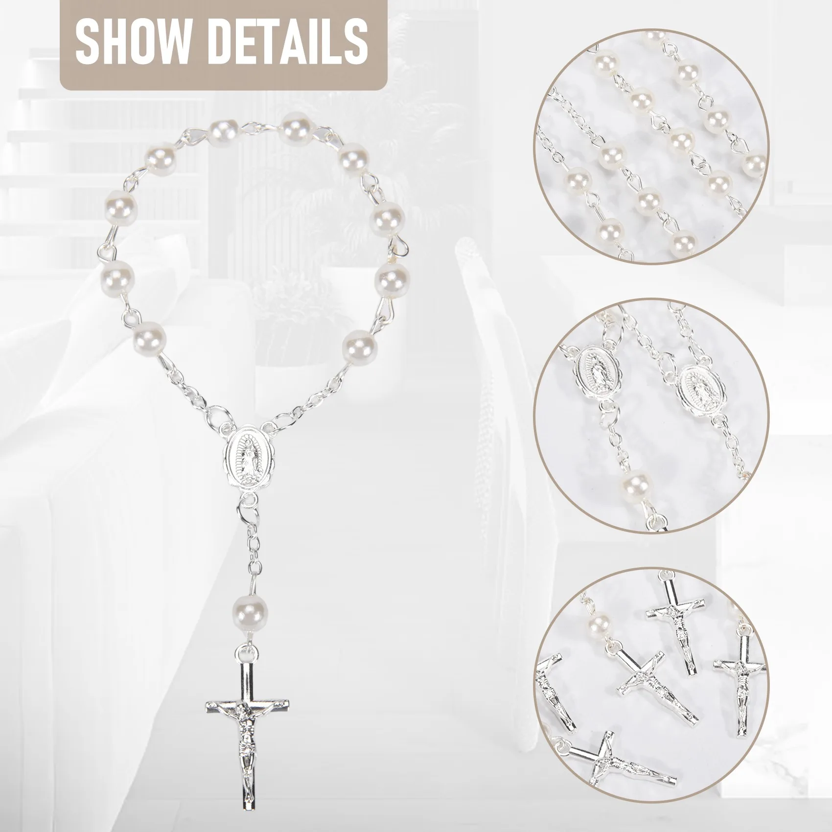 30 шт., бусины для крещения, искусственный жемчуг