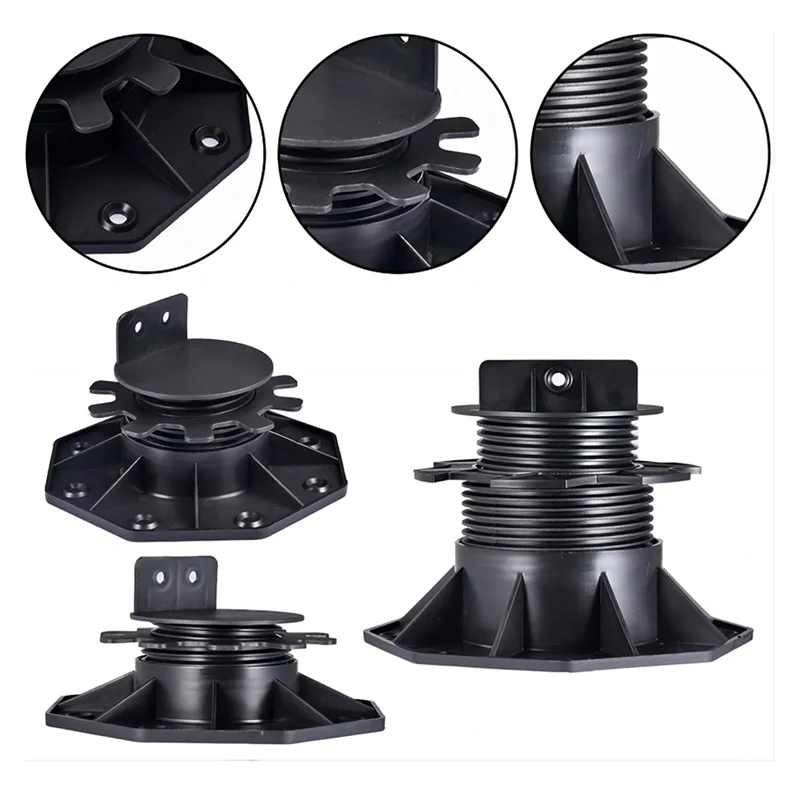 

12 Pcs Joist Support Pedestals, Adjustable Decking & Flooring Support Pedestal For Deck, Timber Base-B91B