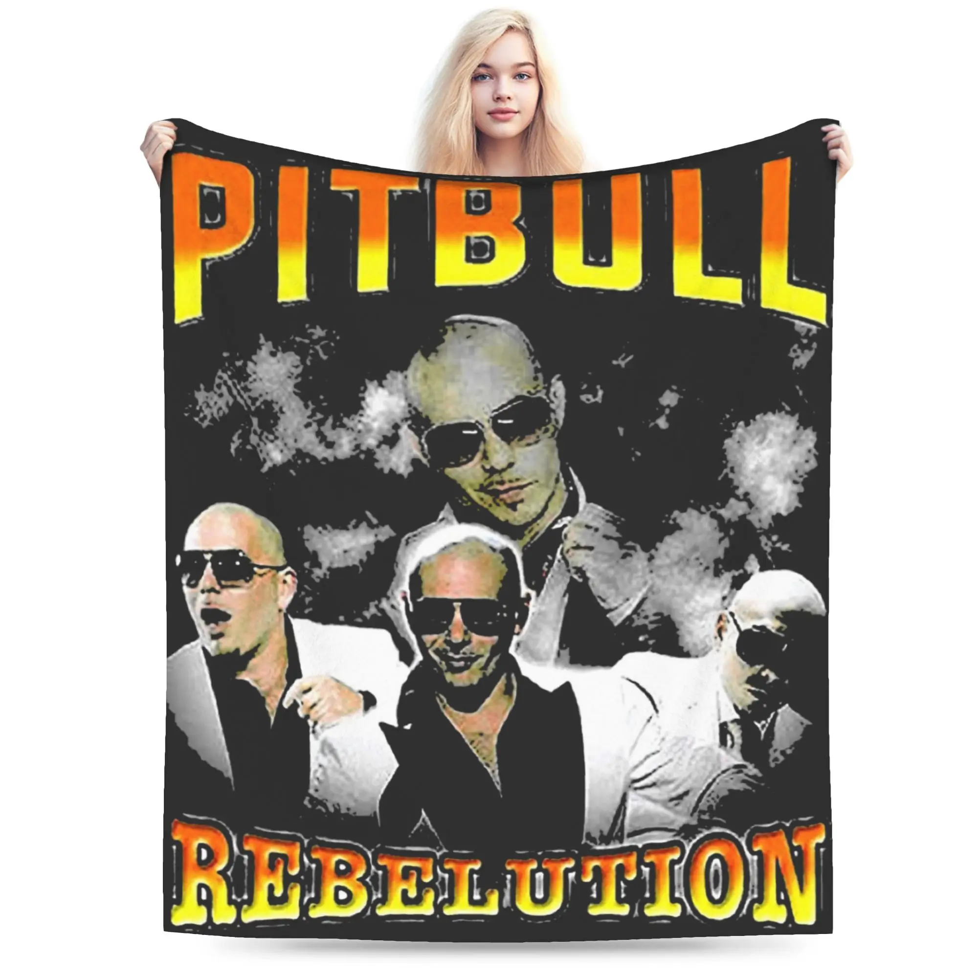 Soft Warm Blanket Camping Pitbull Mr.Worldwide Bedding Throws  Flannel Bedspread For Couch Chair Fluffy Sofa Bed Cover