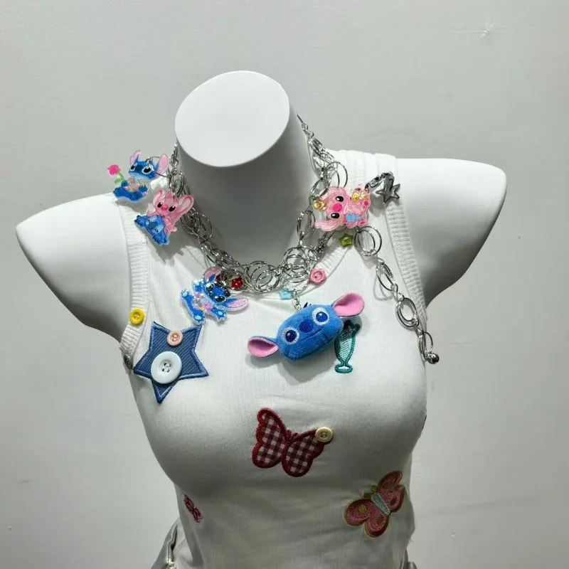 

Y2K аксессуары, брелок для брюк, модный синий Lilo Stitch Rave Chain, крутые украшения в стиле хип-хоп для мужчин и женщин