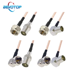 BEVOTOP F Male to TV Male Straight / Right Angle Plug Connector RG179 RF Coaxial Cable 75 Ohm Extension Cord Pigtail Jumper