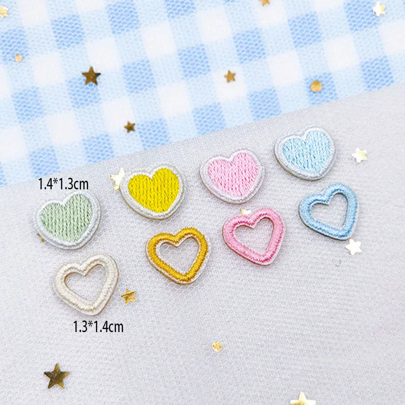 8pcs Cute Mini Love Star Bows Patches For Clothing Kids Self-adhesive Embroidery Applique DIY Decorative Phone Case Backpack