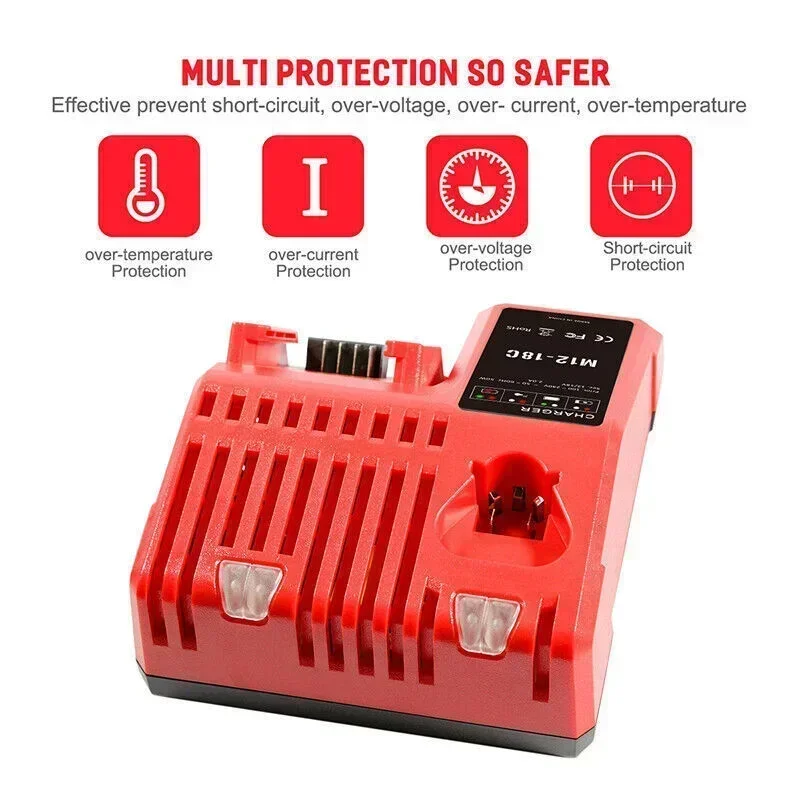 

For Milwaukee 3A 12V 14V 18V Charger Applicable to M12-18C Dual Port Multi-Voltage Lithium-Ion Battery M12 M18 charger