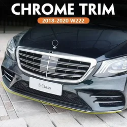 Para 2018-2020 w222 mercedes benz s450 s560 amortecedor dianteiro cromo moldagem guarnição tira 2228857600 2228857700 2228857800