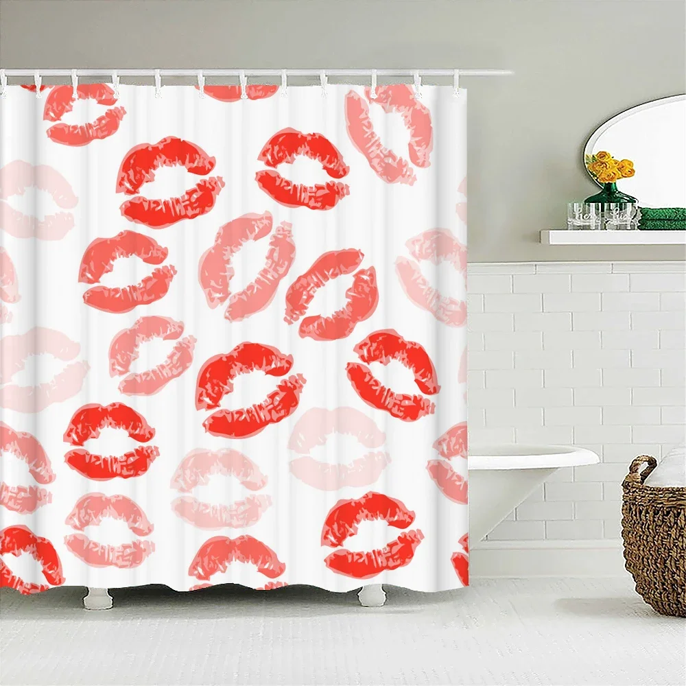 Romantic Pink 3D Shower Curtains Girls Bath Printing Bathroom Shower Curtain Waterproof Polyester Fabric Bath Curtain Decoration